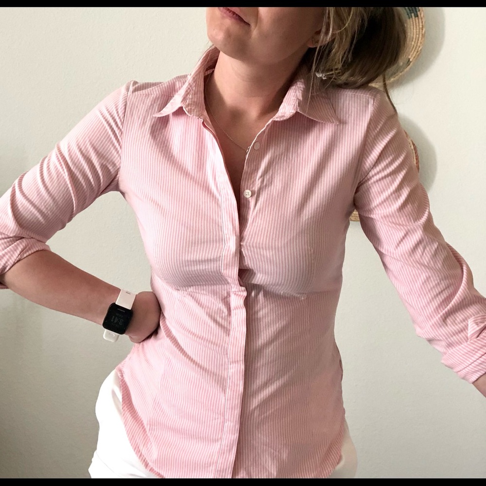 Pink and white button down shirt xxi small